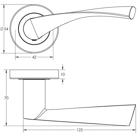 Technical drawing of of Frelan - Nero Vecta Black Door Handle Sku. JMB501