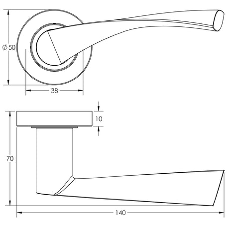 Technical drawing of of Frelan - Twirl Black Door Handle Sku. JMB504