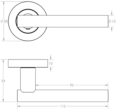 Technical drawing of of Frelan - Petra Black Door Handles Sku. JMB508