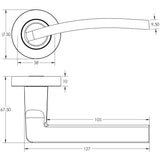 Technical drawing of of Frelan - Nero Noir Lever Black Door Handle Sku. JMB700