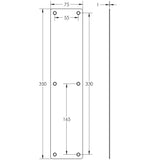 Technical drawing of of Frelan - Nero Fingerplates 350x75mm Black Sku. JMB81