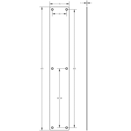Technical drawing of of Frelan - Nero Fingerplates 475x75mm Black Sku. JMB82