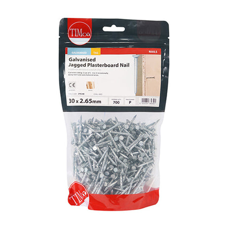 This is an image of Timco - Jagged Plasterboard Nails - Galvanised 30 x 2.65mm (1 Kg TIMbag) JPN30B