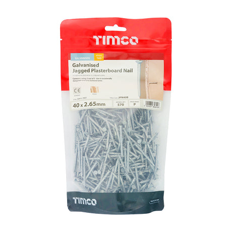 This is an image of Timco - Jagged Plasterboard Nails - Galvanised 40 x 2.65mm (1 Kg TIMbag) JPN40B