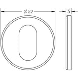 Technical drawing of of Frelan - Stainless Steel Oval Profile Escutcheons Grade 304 52x5mm Satin Stainless Steel Sku. JSS04