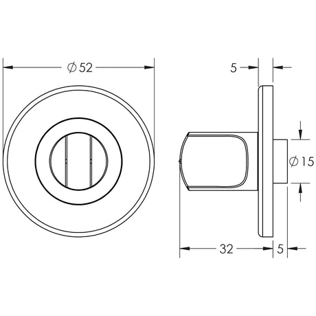 High quality image of Frelan - Standard Bathroom Turn & Release with Indicator 52mm x 5mm - Grade 304 | Sku. fh-jss05 | Trade Door Handles.