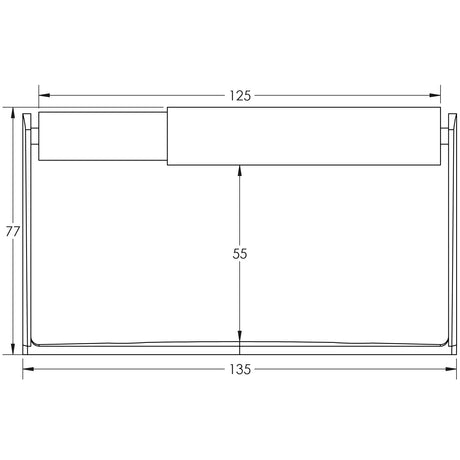 Technical drawing of of Frelan - Stainless Steel Toilet Roll Holder 136x78mm Satin Stainless Steel Sku. JSS102