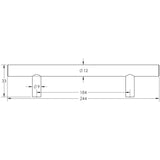 High quality image of Frelan - T Bar Cabinet Handle 244mm (184mm Centres) - Grade 202 Satin Stainless | Sku. fh-jss110d | Trade Door Handles.