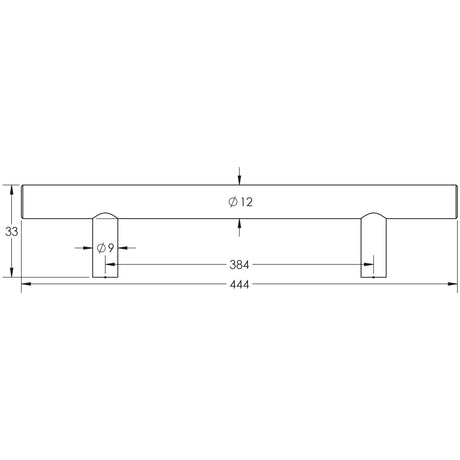 High quality image of Frelan - T Bar Cabinet Handle 444mm (384mm Centres) - Grade 202 Satin Stainless | Sku. fh-jss112c | Trade Door Handles.
