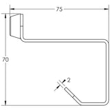 Technical drawing of of Frelan - Stainless Steel Hat & Coat Hooks 75 mm Projection Satin Stainless Steel Sku. JSS15