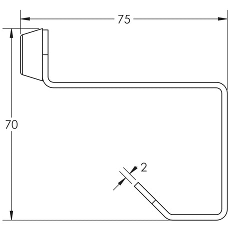 Technical drawing of of Frelan - Stainless Steel Hat & Coat Hooks 75 mm Projection Satin Stainless Steel Sku. JSS15