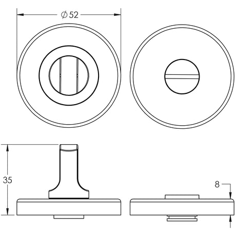 High quality image of Frelan - Standard Bathroom Turn & Release 52mm x 8mm - Grade 201 Stainless Stain | Sku. fh-jss225 | Trade Door Handles.