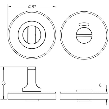 High quality image of Frelan - Standard Bathroom Turn & Release with Indicator 52mm x 8mm - Grade 304 | Sku. fh-jss55 | Trade Door Handles.