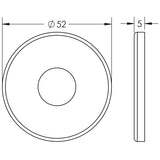 Technical drawing of of Frelan - Stainless Steel Cover Only to Suit Release No Indicator 52x5mm Satin Stainless Steel Sku. JSS60B