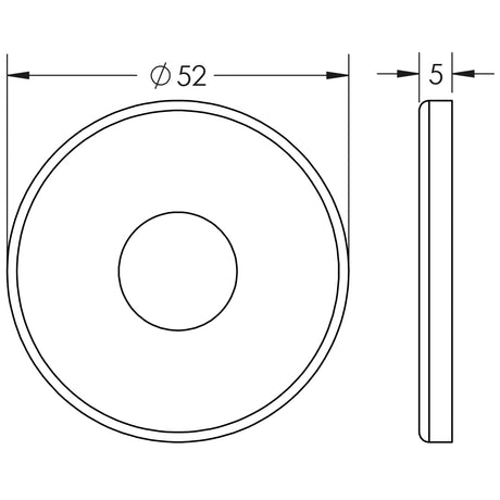 Technical drawing of of Frelan - Stainless Steel Cover Only to Suit Release No Indicator 52x5mm Satin Stainless Steel Sku. JSS60B