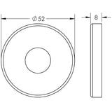 Technical drawing of of Frelan - Stainless Steel Cover Only to Suit Release no Indicator 52x8mm Satin Stainless Steel Sku. JSS61B