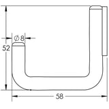 Technical drawing of of Frelan - Single Robe Hook 55mm Satin Stainless Steel Sku. JSS664