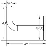 High quality image of Frelan - Single Robe Hook - Grade 304 Satin Stainless Steel | Sku. fh-jss666 | Trade Door Handles.