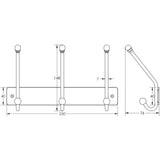 High quality image of Frelan - 3 Hook 250x40mm Grade 304 - Satin Stainless Steel | Sku. fh-jss800 | Trade Door Handles.