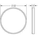 Technical drawing of of Frelan - Stainless Steel Blank Escutcheons Grade 304 52x5mm Satin Stainless Steel Sku. JSS9B