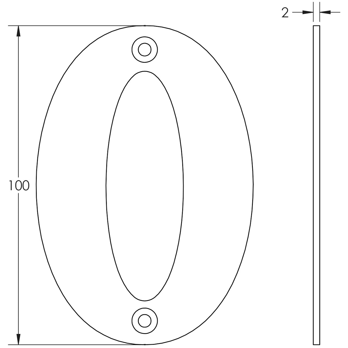 Technical drawing of of Frelan - 100mm Numerals SSS Finish 100mm Satin Stainless Steel No. 5 Sku. JSS-5