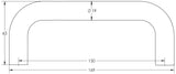 Technical drawing of of Frelan - Stainless Steel 19mm D Shape Pull Handles Grade 304 B/T Fixing 150x19mm Satin Stainless Steel Sku. JSS119A