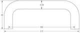 Technical drawing of of Frelan - Stainless Steel 22mm D Shape Pull handles Grade 304 300x22mm Satin Stainless Steel Sku. JSS122B
