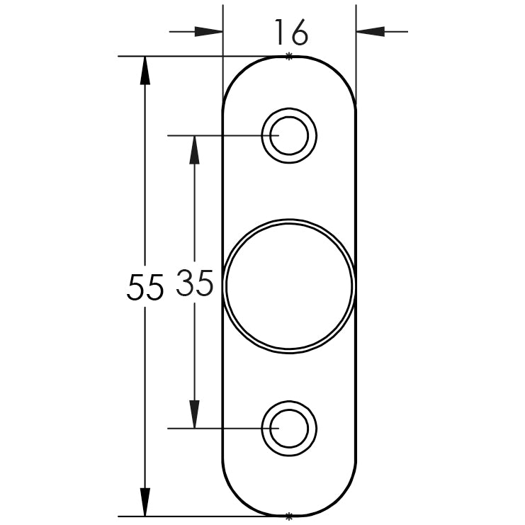 Technical drawing of of Frelan - Stainless Steel Casement Fasteners 53mm Satin Stainless Steel Sku. JSS1234HP
