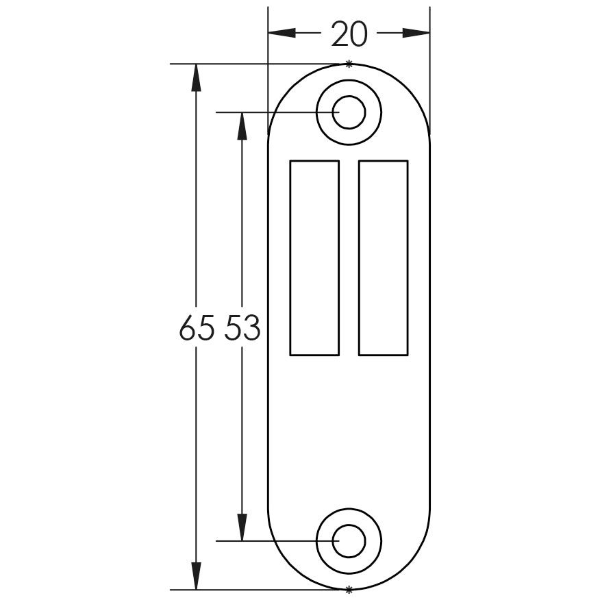 Technical drawing of of Frelan - Stainless Steel Casement Fasteners 53mm Satin Stainless Steel Sku. JSS1234MP
