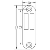 Technical drawing of of Frelan - Stainless Steel Casement Fasteners 53mm Satin Stainless Steel Sku. JSS1234MP