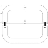 Technical drawing of of Frelan - Stainless Steel 22mm D Shape Pull Handles B2B Fixing 300x22mm Satin Stainless Steel Sku. JSS123B