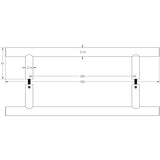 Technical drawing of of Frelan - Stainless Steel 19mm Guardsman Pull Handles B2B Fixing 325x19x225mm Satin Stainless Steel Sku. JSS220A