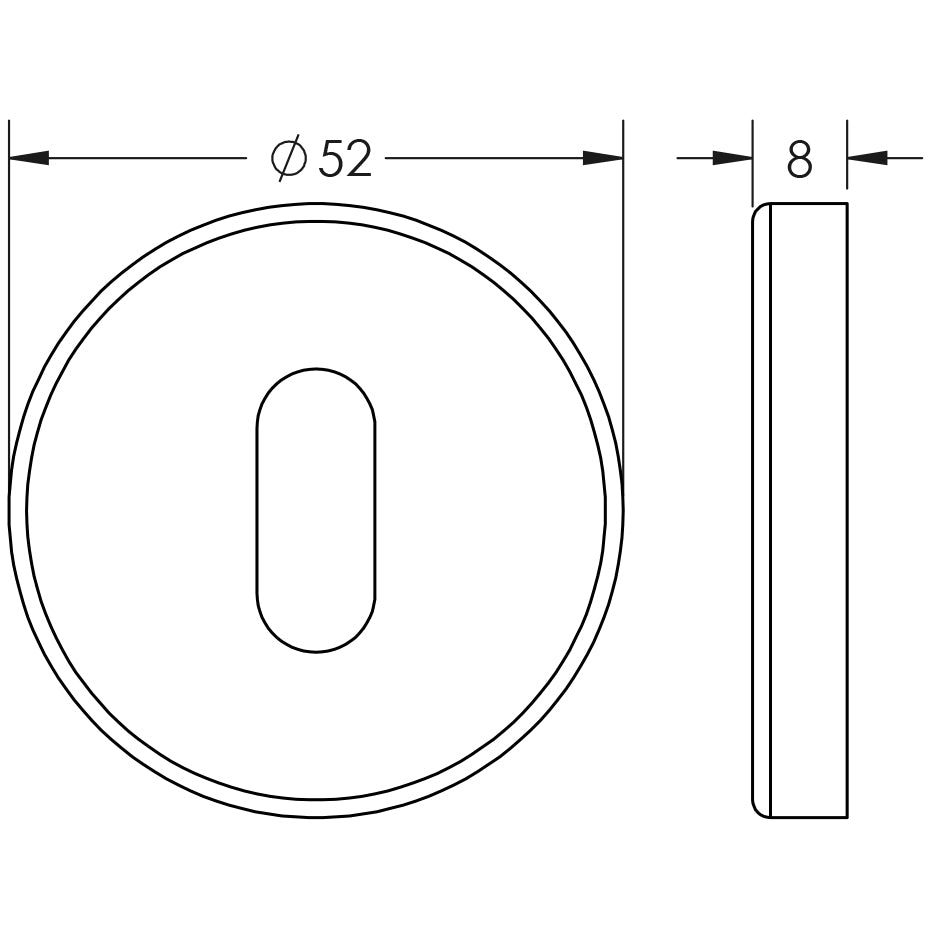 Technical drawing of of Frelan - Standard Keyway Escutcheon Sku. JSS26