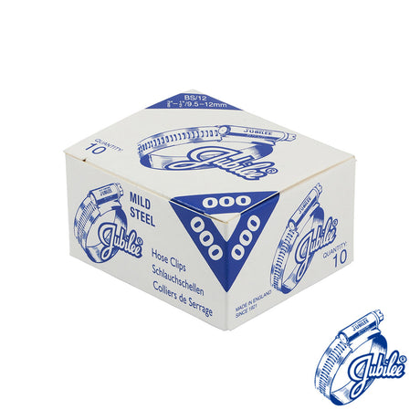 This is an image of Timco - Jubilee Clip Mild Steel - 000MS 9.5 - 12mm - (10 PCS Box) JUB000MS