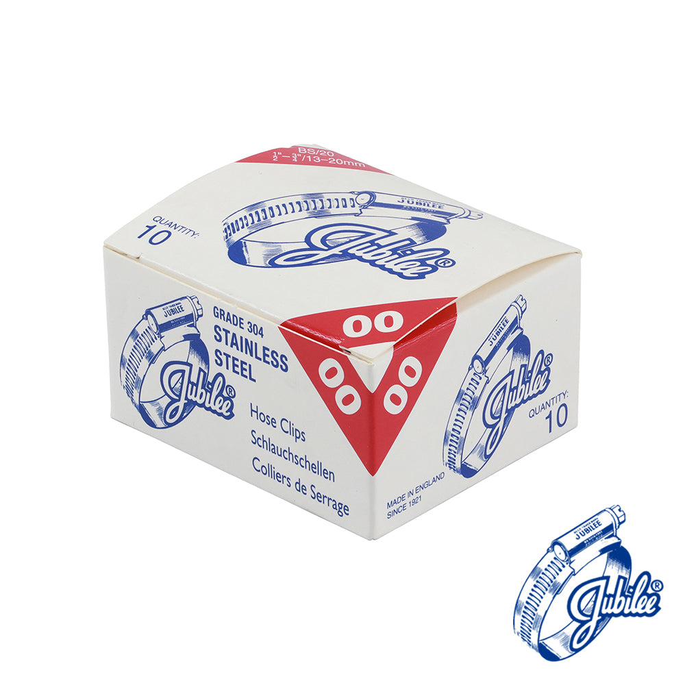 This is an image of Timco - Jubilee Clip Stainless Steel - 00SS 13 - 20mm - (10 PCS Box) JUB00SS