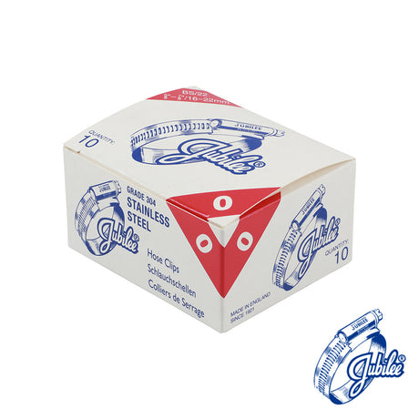 This is an image of Timco - Jubilee Clip Stainless Steel - 0SS 16 - 22mm - (10 PCS Box) JUB0SS
