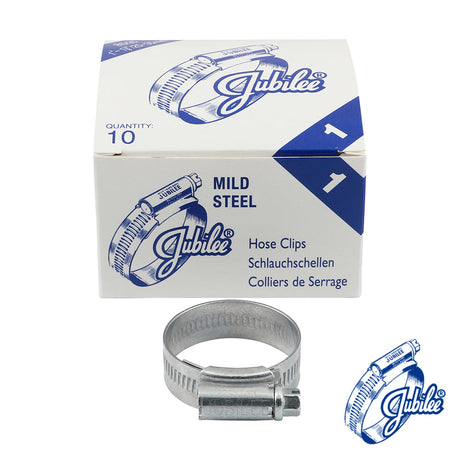 This is an image of Timco - Jubilee Clip Mild Steel - 1MS 25 - 35mm - (10 PCS Box) JUB1MS