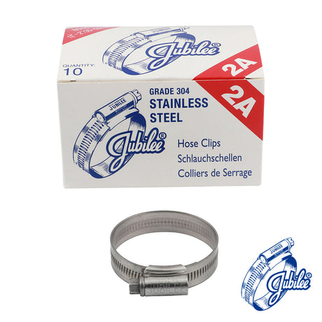 This is an image of Timco - Jubilee Clip Stainless Steel - 2ASS 35 - 50mm - (10 PCS Box) JUB2ASS