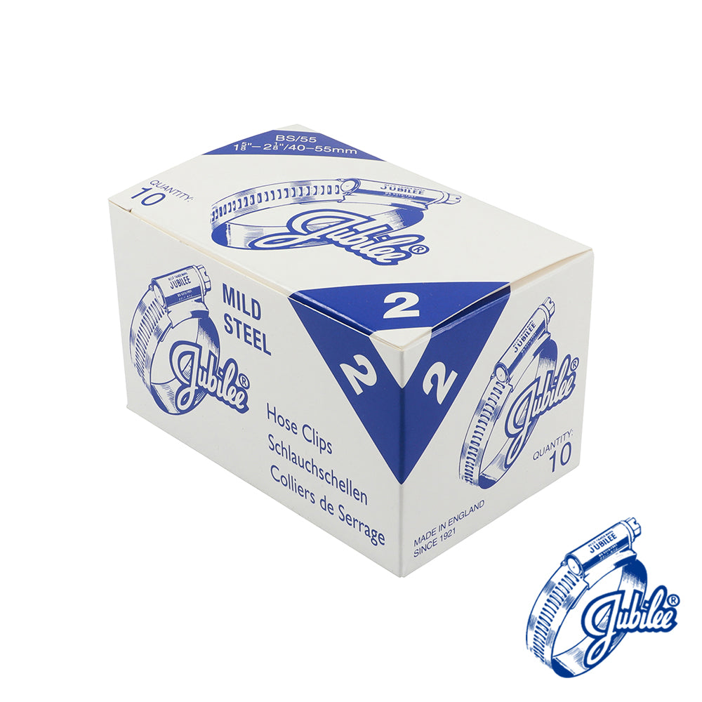 This is an image of Timco - Jubilee Clip Mild Steel - 2MS 40 - 55mm - (10 PCS Box) JUB2MS