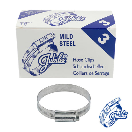 This is an image of Timco - Jubilee Clip Mild Steel - 3MS 55 - 70mm - (10 PCS Box) JUB3MS