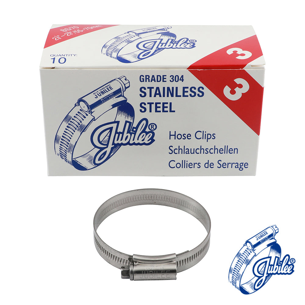 This is an image of Timco - Jubilee Clip Stainless Steel - 3SS 55 - 70mm - (10 PCS Box) JUB3SS