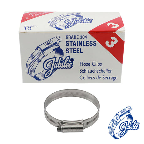 This is an image of Timco - Jubilee Clip Stainless Steel - 3SS 55 - 70mm - (10 PCS Box) JUB3SS