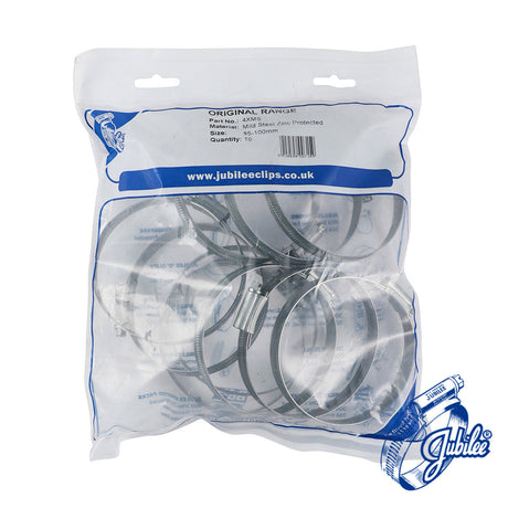 This is an image of Timco - Jubilee Clip Mild Steel - 4XMS 85 - 100mm - (10 PCS Bag) JUB4XMS