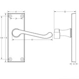 Technical drawing of of Frelan - Victorian Scroll Door Handle on Long Latchset Plate Polished Chrome Sku. JV11LPC