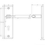 Technical drawing of of Frelan - Delta Suite Door Handles on Lockplate Polished Chrome Sku. JV3003PC