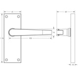 Technical drawing of of Frelan - Victorian Straight Door Handle on Short Latchset Plate Polished Chrome Sku. JV31PC