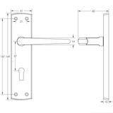 Technical drawing of of Frelan - Bray Door Handle on Lockplate Satin Chrome Sku. JV390SC
