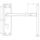 Technical drawing of of Frelan - Bray Door Handle on Lockplate Polished Chrome Sku. JV390PC