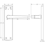 Technical drawing of of Frelan - Bray Door Handle on Latchplate Polished Chrome Sku. JV391PC