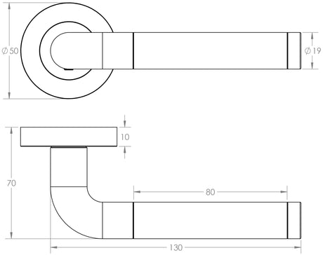 Technical drawing of of Frelan - Twin Door Handle on Rose Polished Chrome/Satin Chrome Sku. JV430PCSC